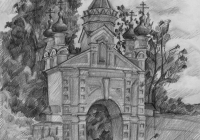 115.Малышева Рита.  Ворота Печерского монастыря. 3кл преподаватель Лебедев В.Н. 1999г.