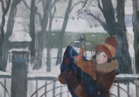 152.Макеева Екатерина. Девочка и попугай. 15 лет 4кл преподаватель Колесников В.Г. 2005г.